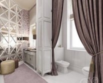 Дизайн ванной комнаты со шторками