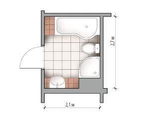 Вариант планировки ванной комнаты