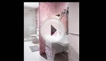 Розовая плитка в ванной комнате